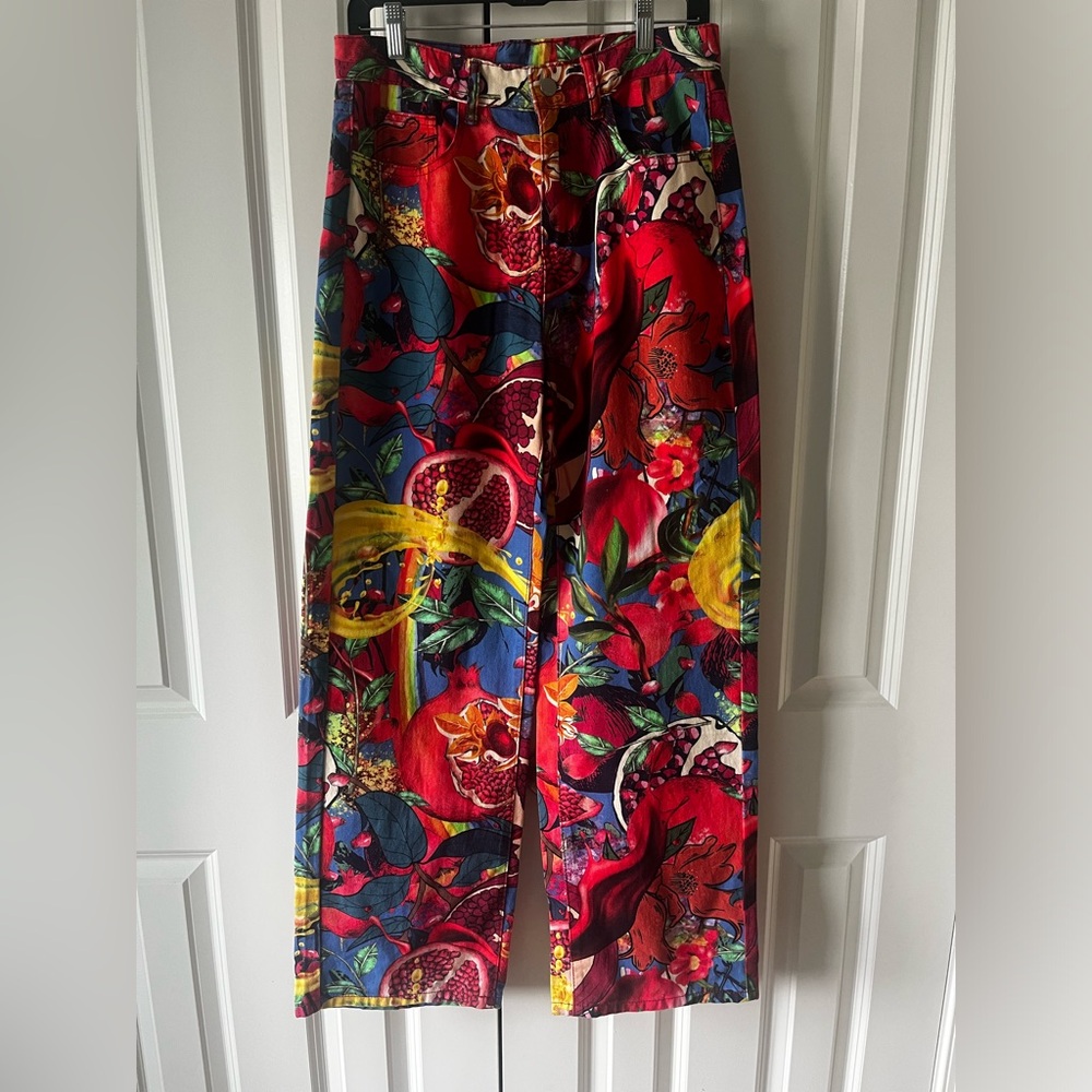 TROPICAL VIBRANT MULTICOLOR DENIM PANTS - SIZE 30 (M)
